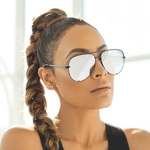 QUAY X DESI AUTHENTIC HIGH KEY SILVER SUNGLASSES